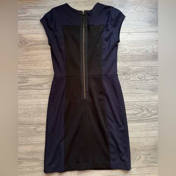 Rebecca Taylor Navy Black Bodycon Career Professional Cap Sleeve Dress Size 4 - Picture 9 of 9